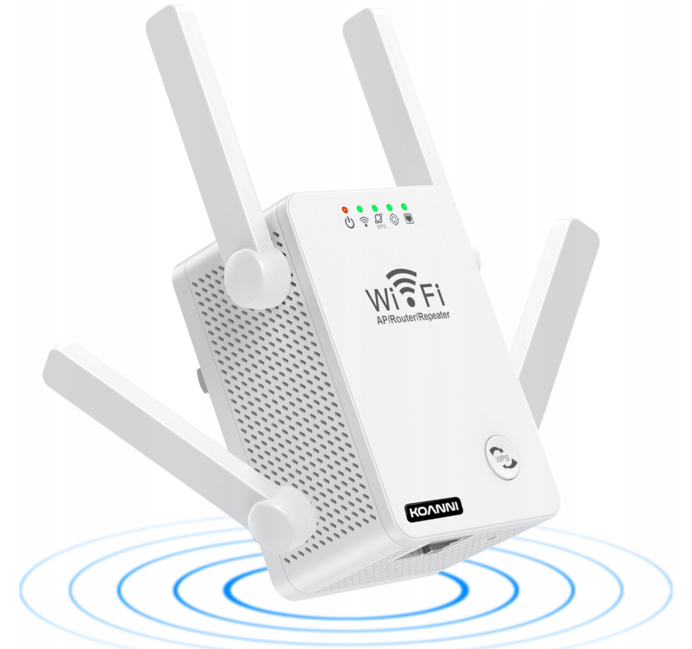 Wi-Fi signalo stiprintuvas / kartotuvas (Repeater), didelės galios, 300 Mb/s, 4 antenos, Koanni